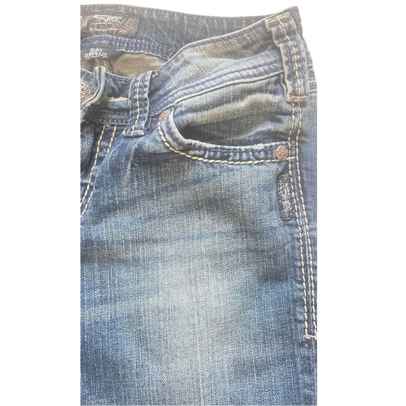 Silver Suki Blue Denim Flare Wide Leg Denim women’s 27x32 - Picture 3 of 9